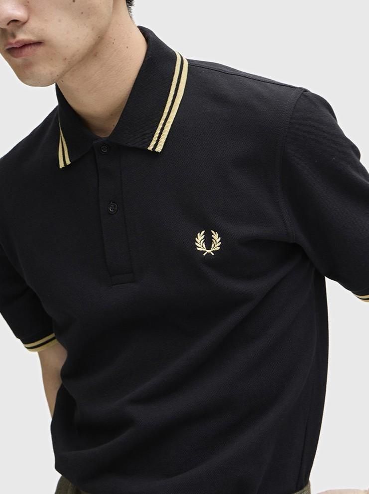 TWIN TIPPED FRED PERRY SHIRT M12 【BLACK/CHAMPAGNE】☆英国直 TWIN TIPPED FRED PERRY SHIRT M12 【BLACK/CHAMPAGNE】☆英国直