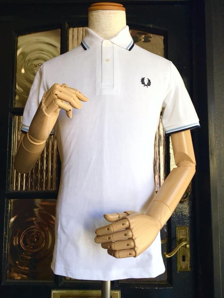 TWIN TIPPED FRED PERRY SHIRT M12 【WHITE / ICE / NAVY