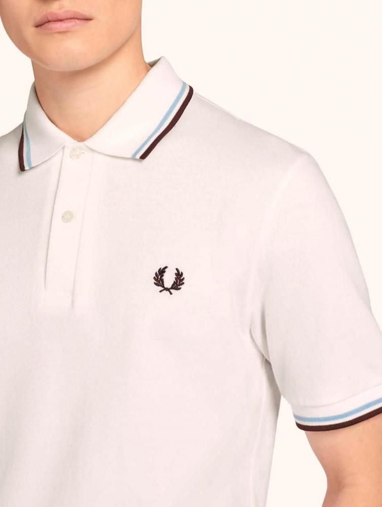 TWIN TIPPED FRED PERRY SHIRT M12 【WHITE / ICE / MAROON TWIN TIPPED FRED PERRY SHIRT M12 【WHITE / ICE / MAROON