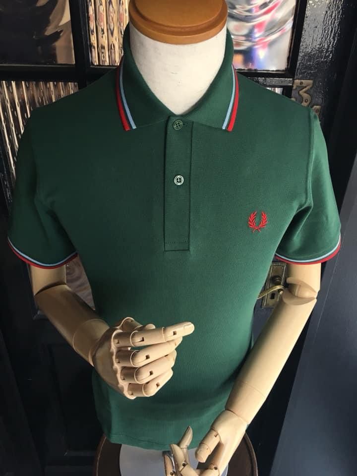TWIN TIPPED FRED PERRY SHIRT M12 【TARTAN GREEN / ICE / RED