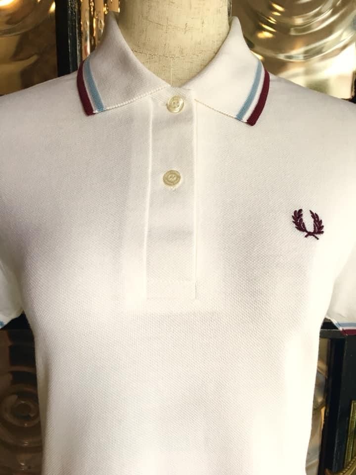 WOMENS☆TWIN TIPPED FRED PERRY SHIRT G12 【WHITE / ICE