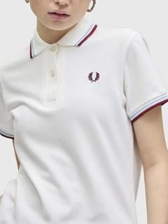 WOMENS☆TWIN TIPPED FRED PERRY SHIRT G12 【WHITE / ICE