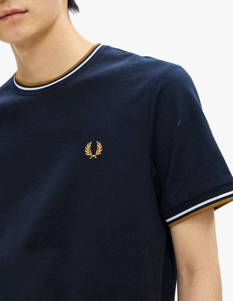 Fred Perry☆Twin Tipped T-Shirt 【BLACK / SHADED STONE】オリジナル 