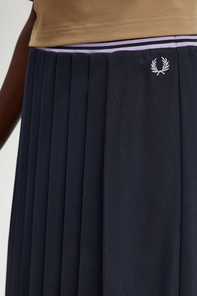 WOMENS☆Fred Perry Tipped Pleated Skirt 【Black, Navy