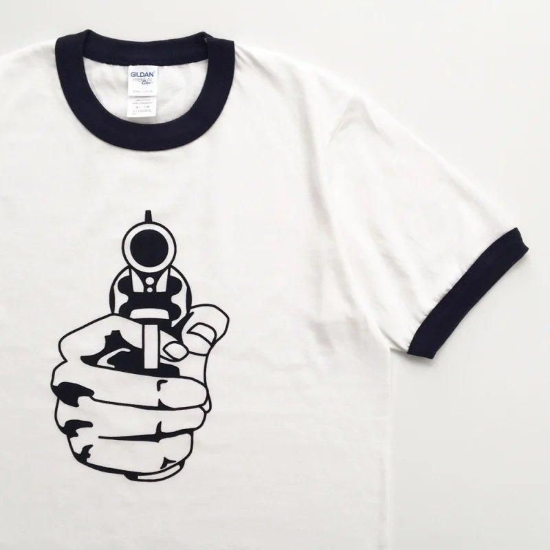 POP GEAR “KEITH MOON PISTOL” リンガーTシャツ【ホワイト