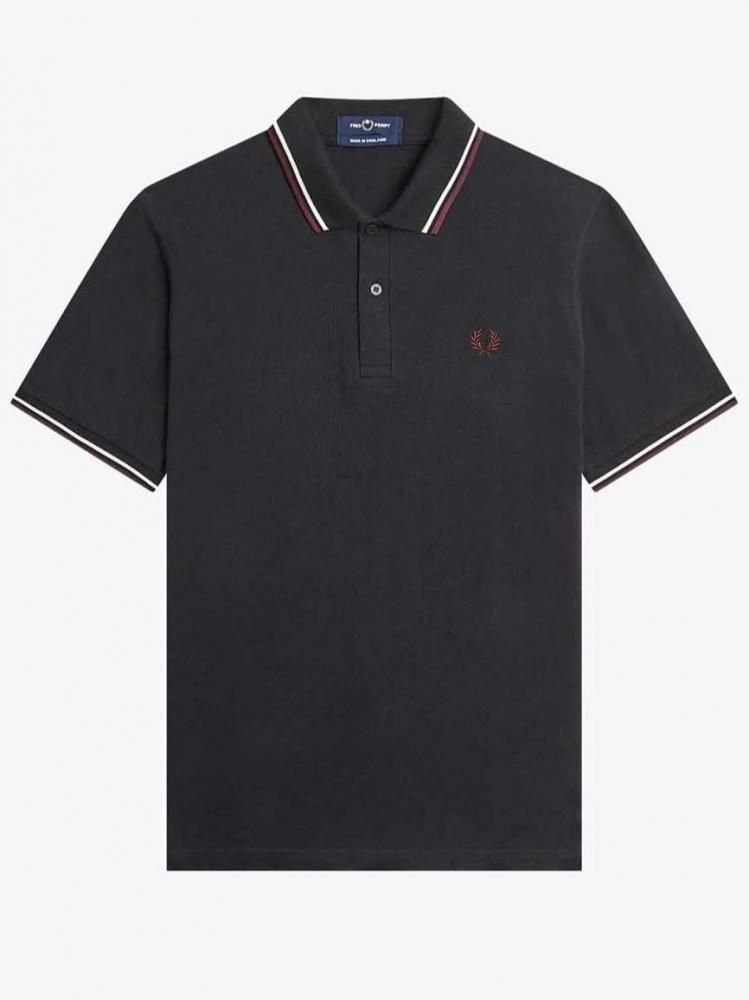 英国製☆TWIN TIPPED FRED PERRY SHIRT M12 【BLACK ECRU OX