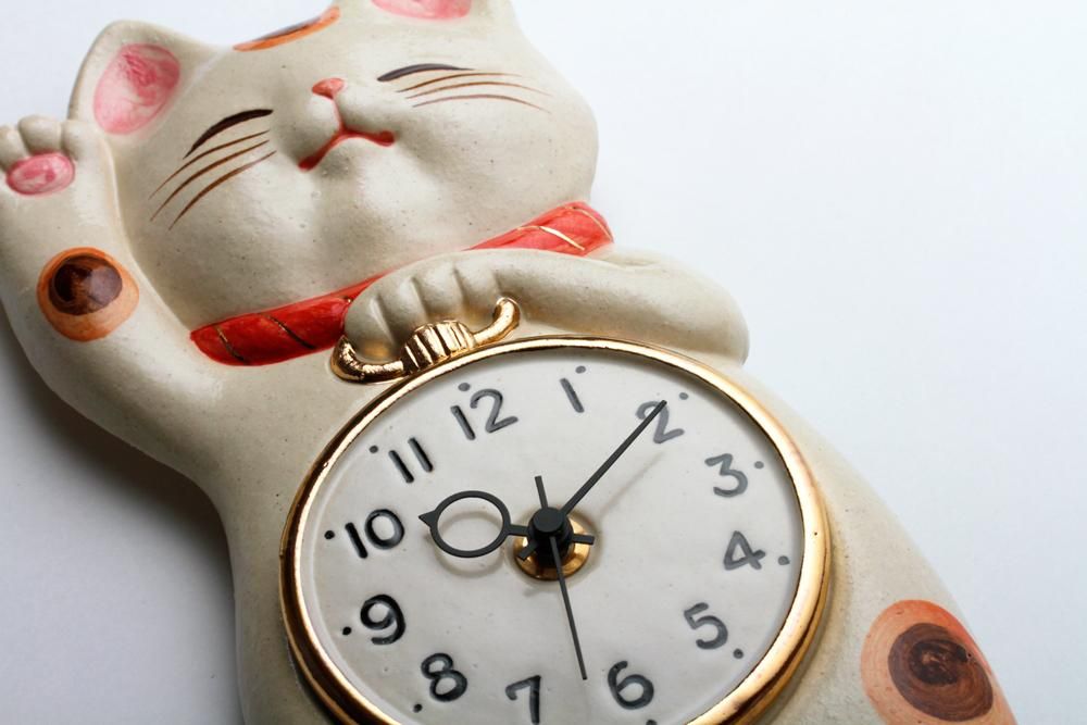 福々招き猫 陶器の柱時計 シロ猫 - クラフト悠季 福々招き猫 陶器の柱時計 シロ猫 - クラフト悠季