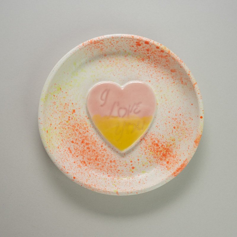  HAPPY PLATE HEART PINK