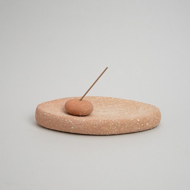  INCENSE HOLDER WITH PLATE BROWN