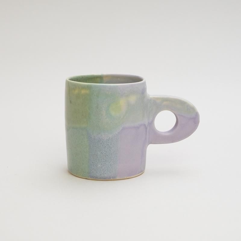  HANDLE PIECE MUG -PURPLE & GREEN