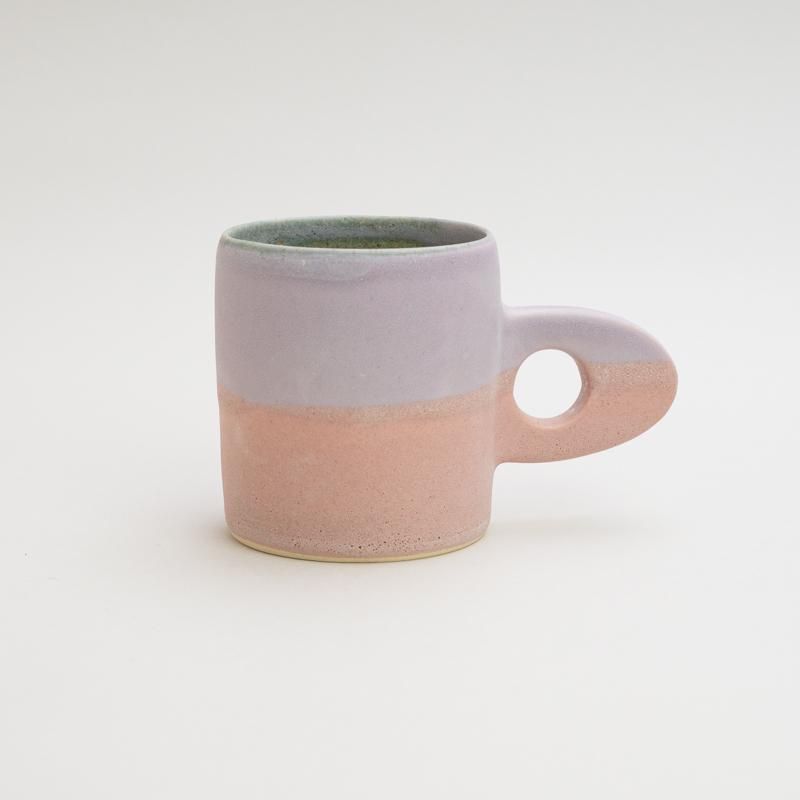  HANDLE PIECE MUG -PURPLE & SALMON