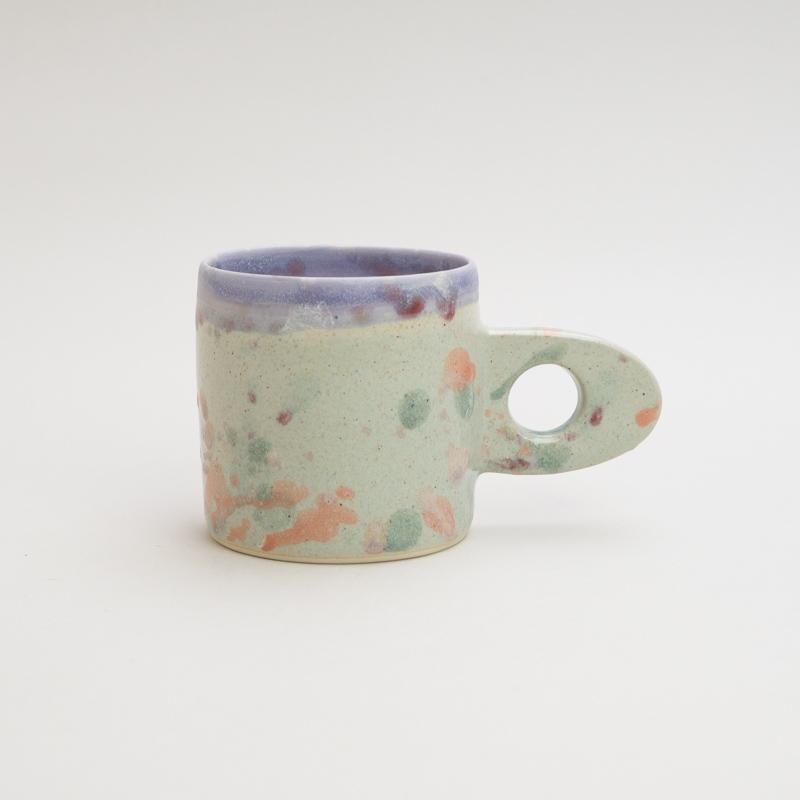  HANDLE PIECE MUG -PURPLE & GREEN