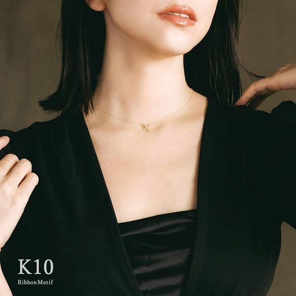 ダイヤモンド リボン 10Kネックレス|京都のジュエリーブランド