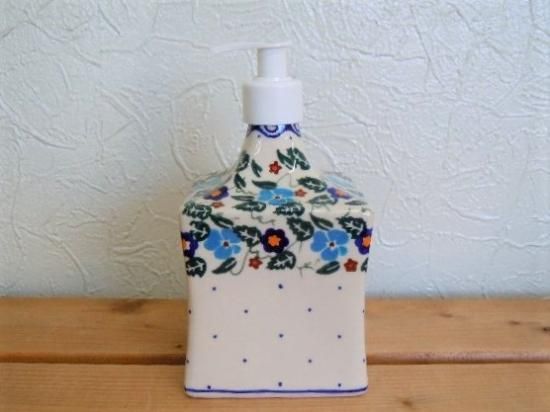 ミレナ ローションボトル 「青い小さな花」 - ポーランド陶器