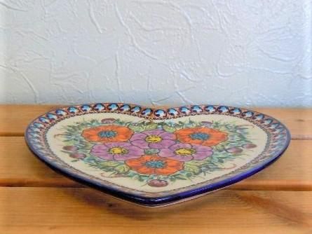 ミレナ ハート型のお皿 「華やかなブーケ」 - ポーランド陶器食器専門