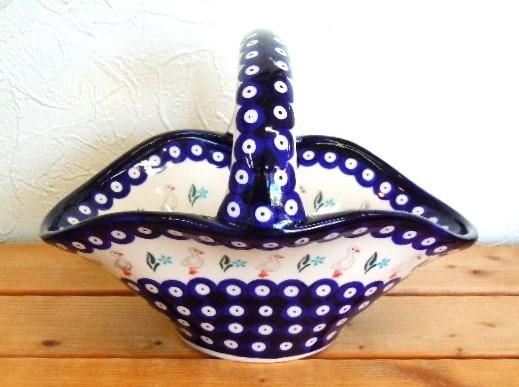 ミレナ ポーリッシュポタリーのバスケット 「コウノトリ