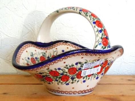 ミレナ ポーリッシュポタリーのバスケット 「風になびくつぼみ