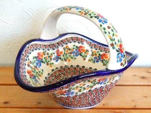 ミレナ ポーリッシュポタリーのバスケット 「やさしい小花