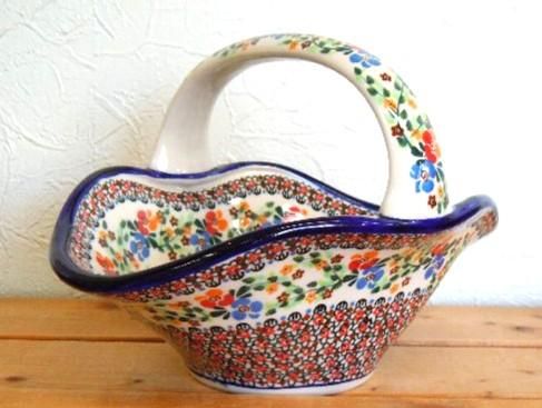 ミレナ ポーリッシュポタリーのバスケット 「やさしい小花