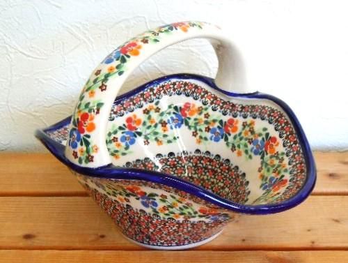 ミレナ ポーリッシュポタリーのバスケット 「やさしい小花