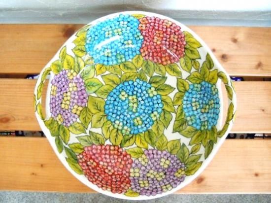 ミレナ 持ち手つきボウル 大 「アジサイ」 - ポーランド陶器食器