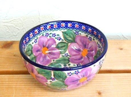 ミレナ ボウル 13cm 「紫の花」 - ポーランド陶器食器専門店 ミレナ ボウル 13cm 「紫の花」 - ポーランド陶器食器専門店