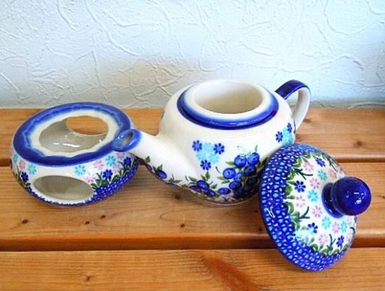 陶器　ウォーマー付　ティーポット・ハーブガーデン IwaiLoft 白 ティーウォーマー キャンドルスタンド 保温 陶磁器 耐熱