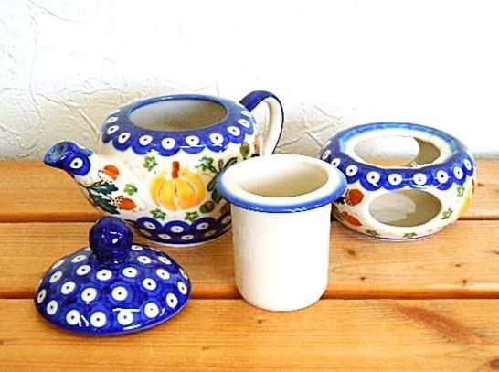 カリヒ ウォーマー付きティーポット400cc 「かぼちゃ」 - ポーランド