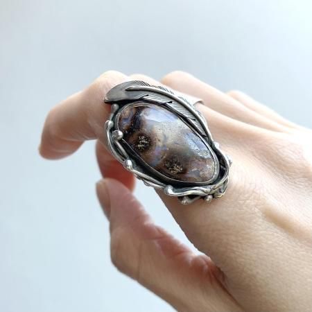 Bourder Opal Feather Ringボルダーオパールフェザーリング
