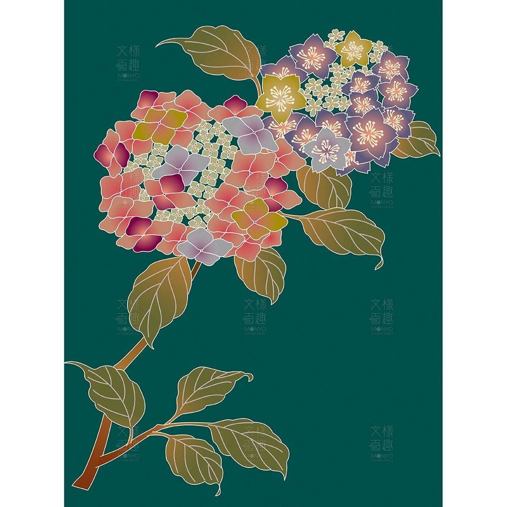 友禅古布の紫陽花文 伝統文様のデザイン素材なら 文様百趣online Shop 友禅古布の紫陽花文 伝統文様のデザイン素材なら 文様百趣online Shop