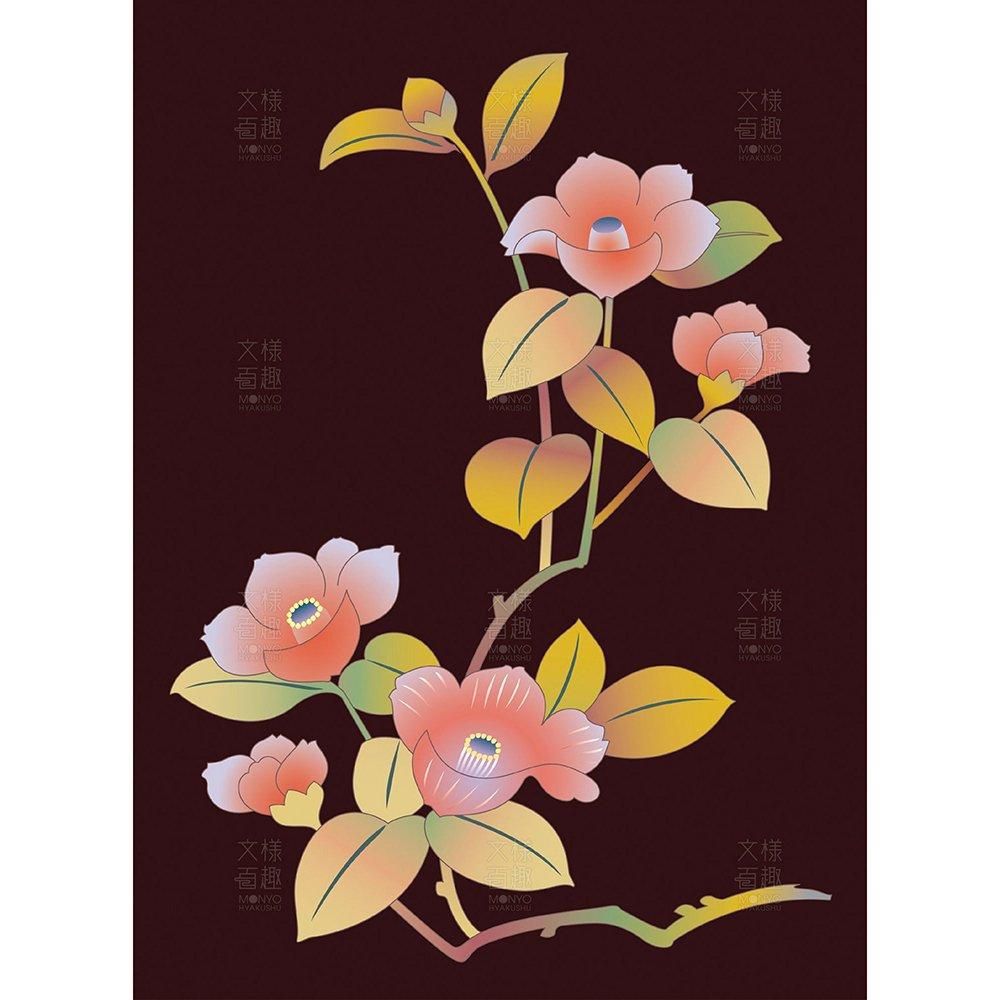 色漆絵盆の椿文 - 伝統文様のデザイン素材なら【文様百趣ONLINE SHOP】