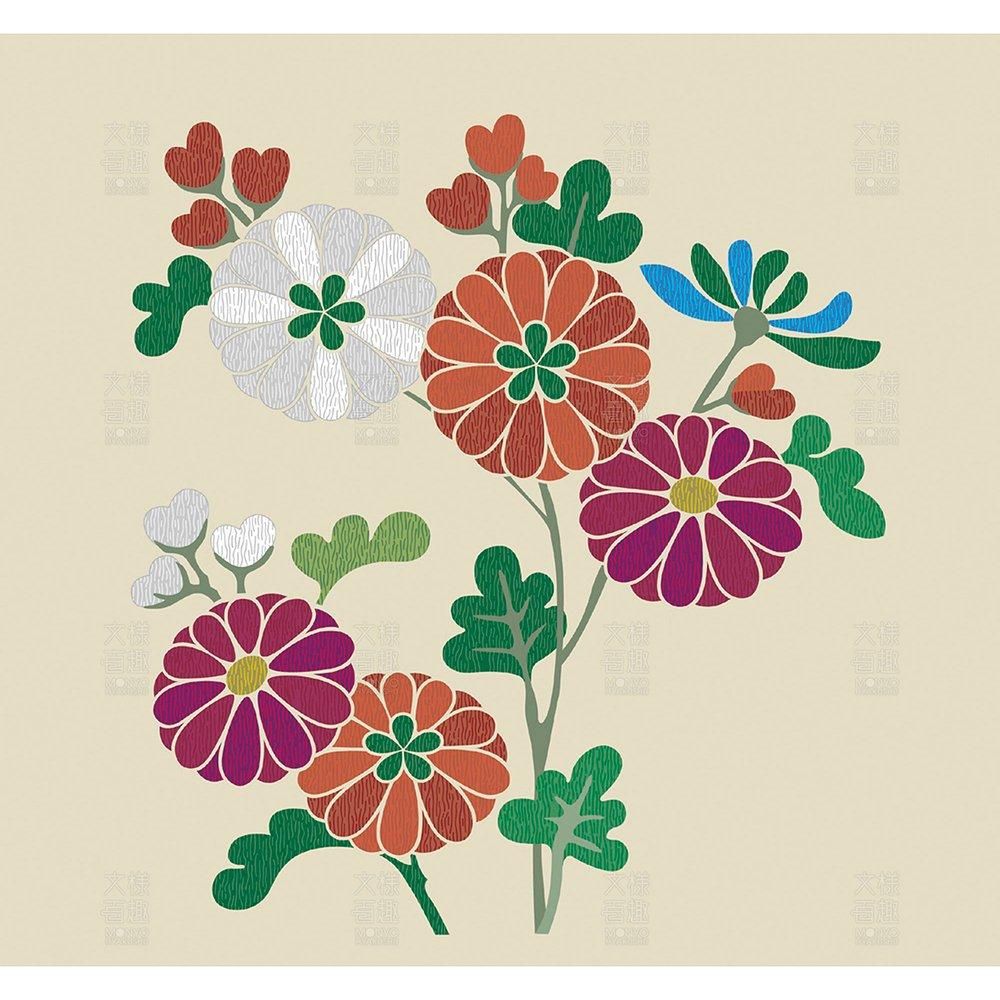 縫箔小袖の秋草文/菊 - 伝統文様のデザイン素材なら【文様百趣