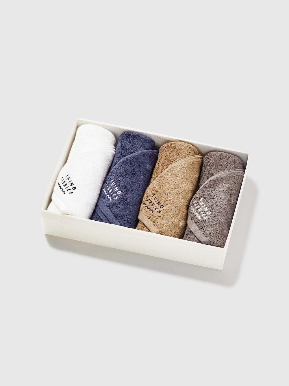 4-Piece Face Towel Set (White,Navy,Khaki Beige,Grey)|ե 4祻åȡʥۥ磻ȡͥӡ١塦졼