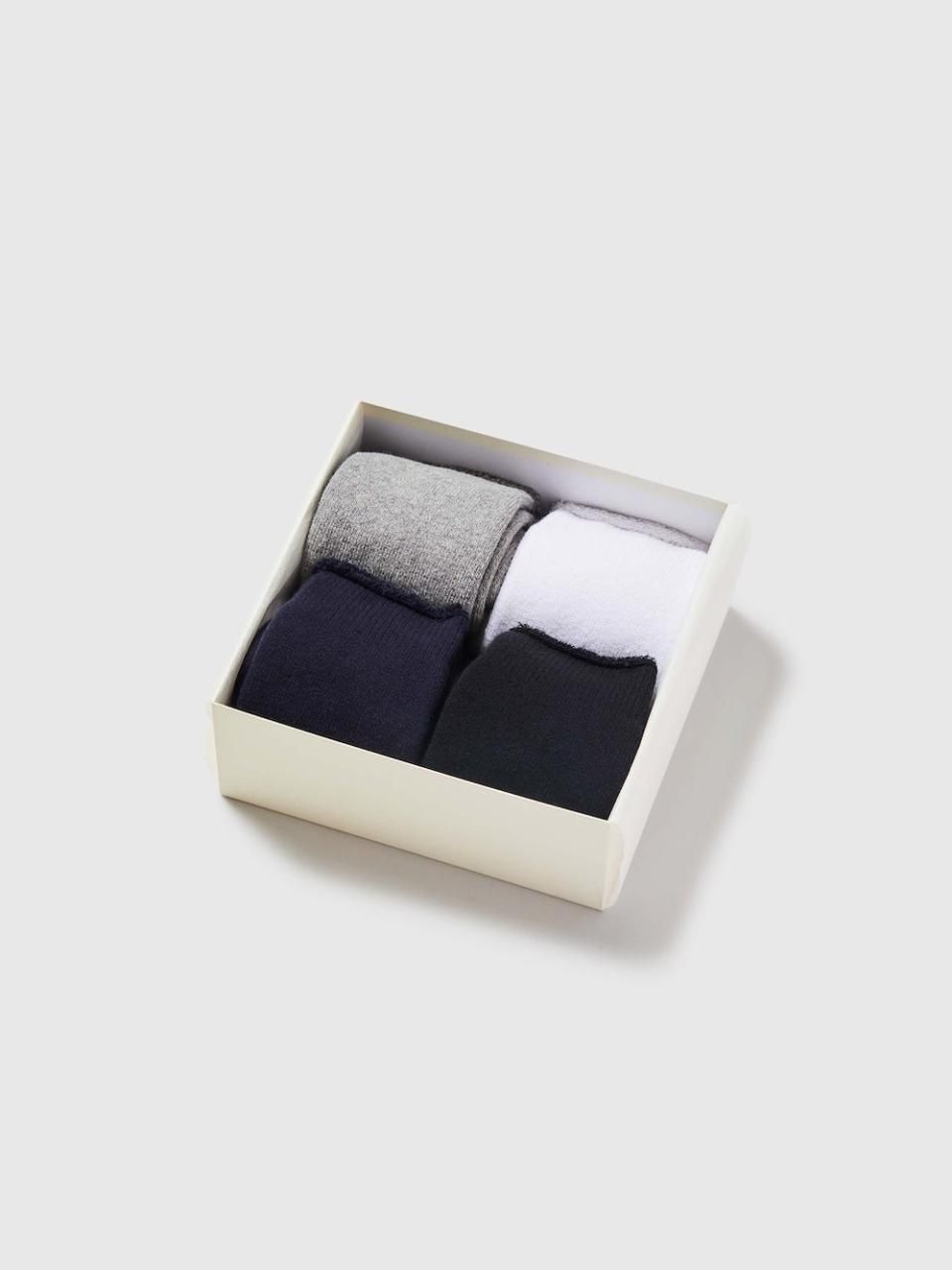 4-Piece Organic Heather Pile Crew Socks Set (White,Navy,Black,Grey)|˥åѥ륯롼å 4å