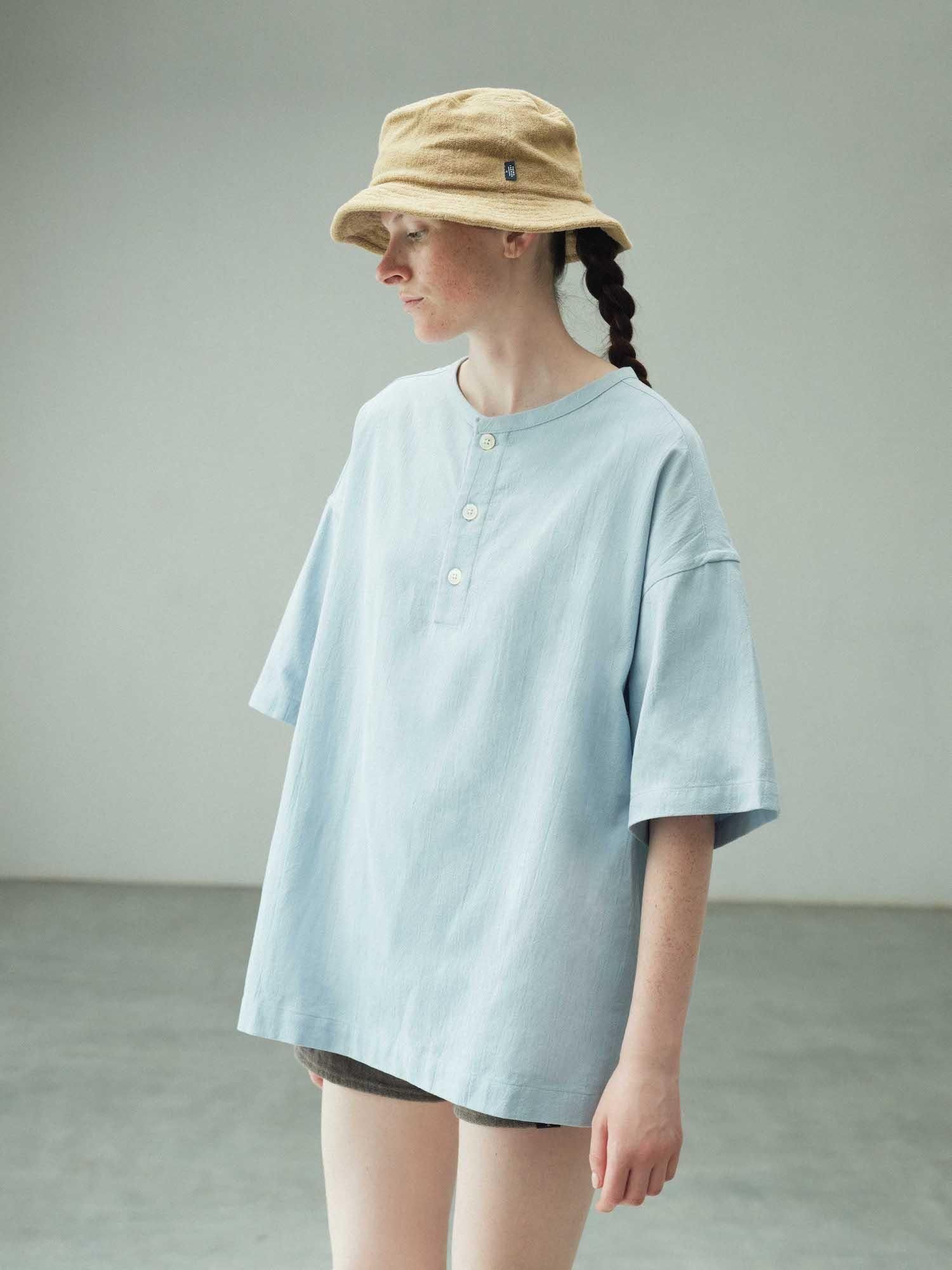 Towel Cloth Henly Neck Short Sleeve Shirt (Fresca Broad for Towel Loom)|タオルクロス・ヘンリーネック半袖シャツ