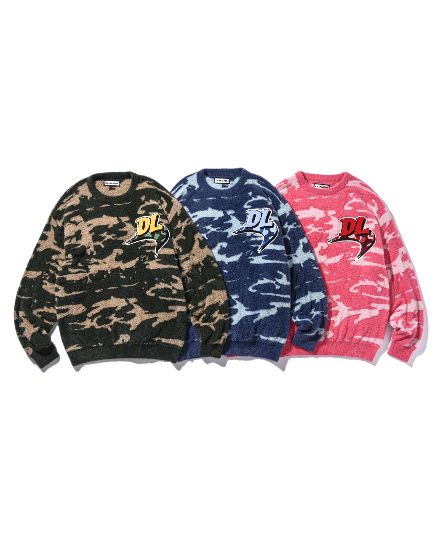 BOOMERANG CAMO LOGO SHAGGY KNIT SWEATER - students.com.kg