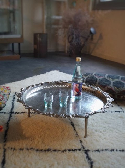 モロッカンメタルトレーテーブル直径56㎝×高さ15㎝/Hibou.イブー