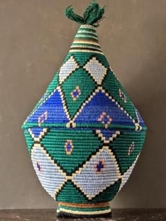 ベルベルバスケットならモロッコ雑貨Hibou.イブー/グリーン ベルベルバスケットならモロッコ雑貨Hibou.イブー/グリーン