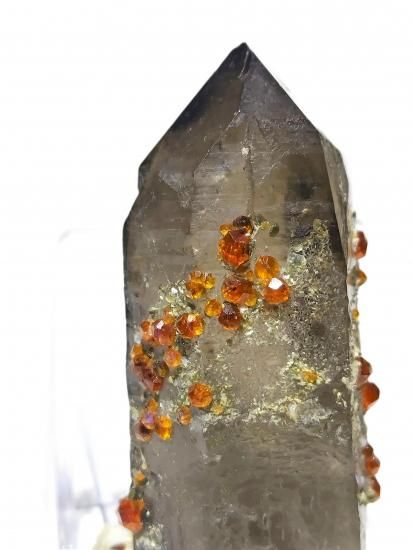 16g　スペサルタイト　煙水晶　母岩付き　共生鉱物　鉱物標本　ガーネット　水晶 16g スペサルタイト 煙水晶 母岩付き 共生鉱物 鉱物標本