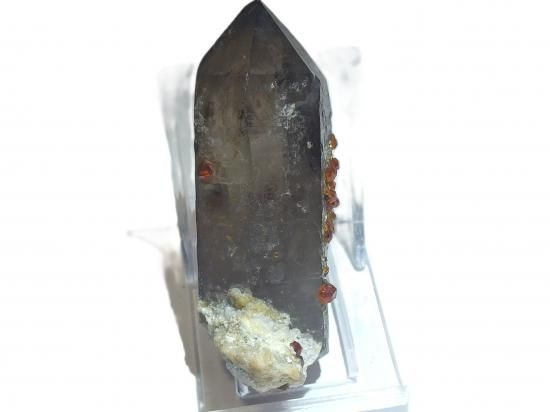 16g　スペサルタイト　煙水晶　母岩付き　共生鉱物　鉱物標本　ガーネット　水晶 16g スペサルタイト 煙水晶 母岩付き 共生鉱物 鉱物標本