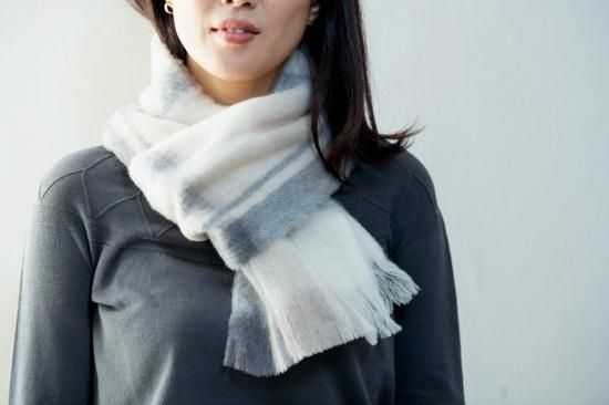 Organic Merino Wool マフラー Plaid - C O C O C O C O Organic Merino Wool マフラー Plaid - C O C O C O C O