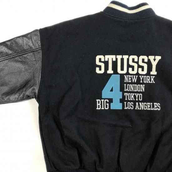 'S OLD ”STUSSY” STADIUM JACKET/BIG 4 スタジャン ブラック×ブラック