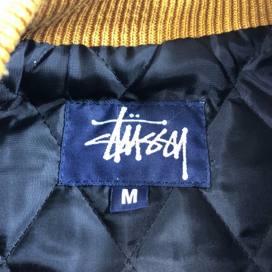 90'S OLD ”STUSSY” STADIUM JACKET/BIG 4 スタジャン‐ネイビー×イエロー