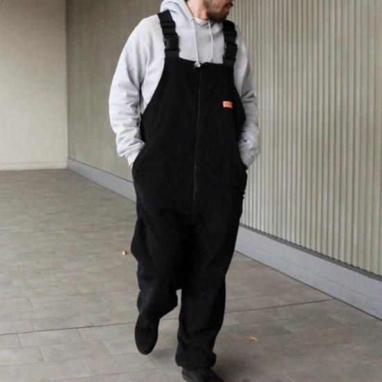 UNIVERSAL OVERALL / FLEECE BIB OVERALL/BLACK - ユニバーサル