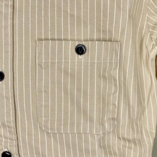 ベージュ ストライプ 半袖ワークシャツ DUCKTAIL CLOTHING S/S STRIPE WORK SHIRT 