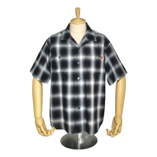 open yy ブラックチェックオーバーオール UNIVERSAL OVERALL /OPEN COLLAR WORK CHECK SHIRT BLACK