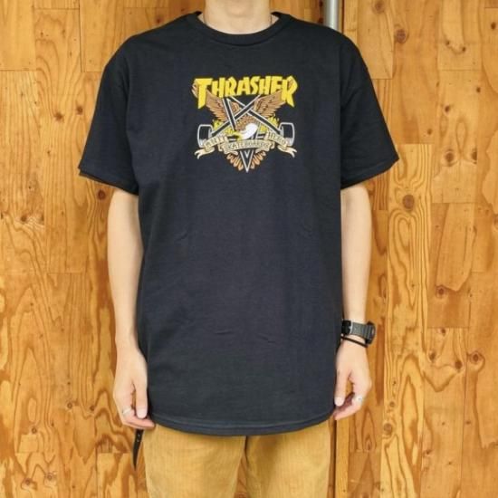 レア!! THRASHER MAGAZINE 25周年記念 Tシャツ オールド ビンテージ スラッシャー マガジン santa cruz zorlac dogtown buttstain powell Thrasher Japanese Flame Logo T-Shirt Black Small Retro