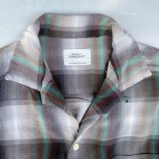 TOWNCRAFT / OMBRE CHECK 60'S LOOP COLLAR RAYON SHIRTS