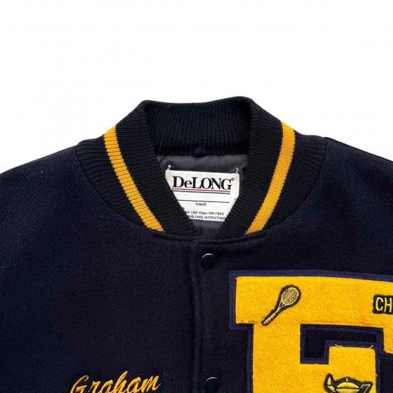 名作＊配色◎ 90's DeLONG ロングスタジャン ネイビー×キャメル M 名作