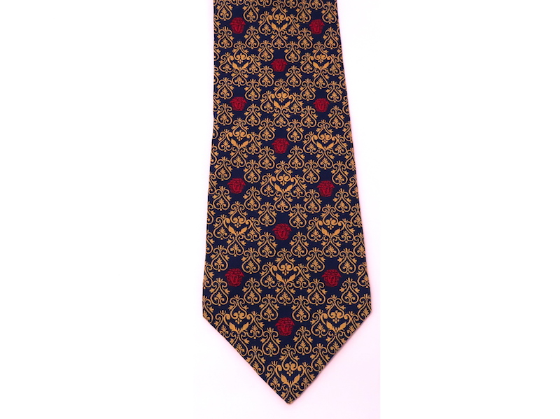 ヴェルサーチのボタニカル＆メドゥーサ刺繍ネクタイ